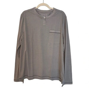 Lunya Men’s Henley Sleep Shirt Stone Grey Large NWOT Cozy Classic Pajamas Lounge